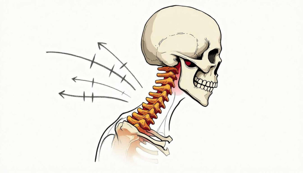 dibujo de calavera y columna vertebral con flechas