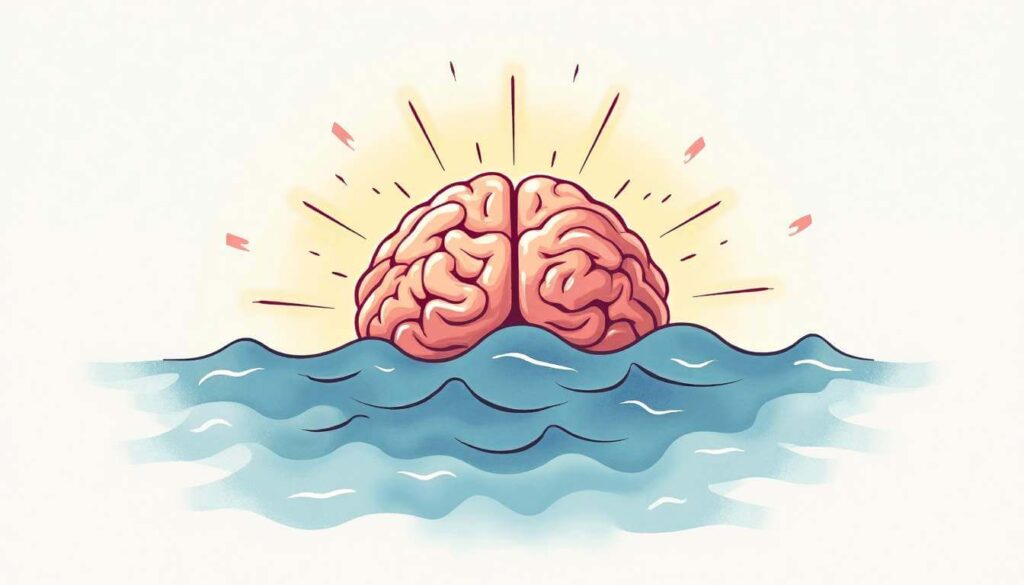 dibujo de cerebro sobre mar