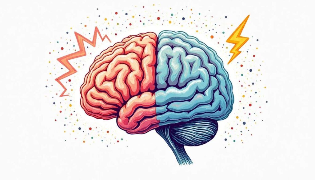 dibujo de dos hemisferios del cerebro