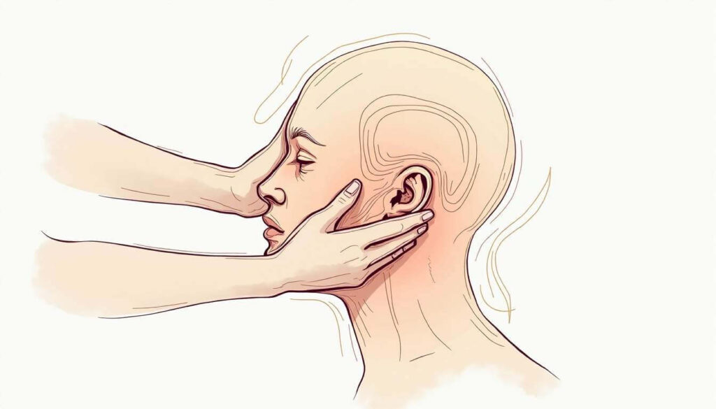 dibujo de manos sobre cara de persona