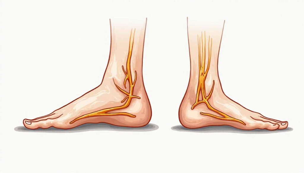 dibujo nervios de los pies