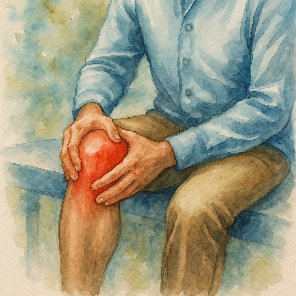 ilustracion de hombre con dolor en la rodilla