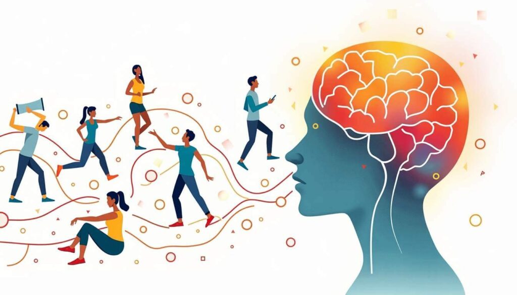 dibujo de personas y un cerebro