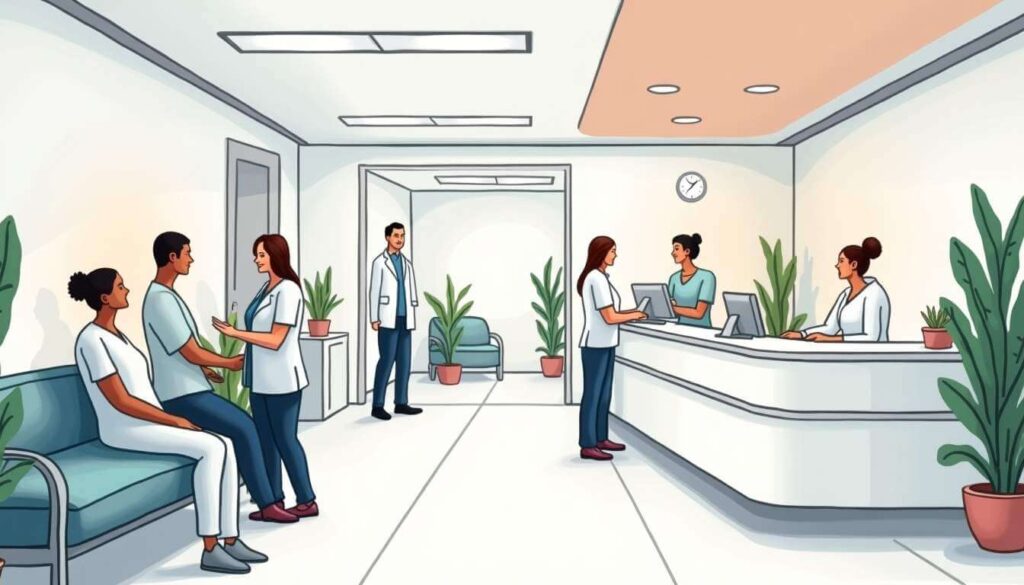 dibujo de recepción de una clínica